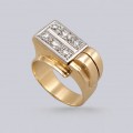 Inel Tank de perioadă Art Deco din aur 18k și diamante naturale montate în platină | cca. 1940 