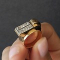 Inel Tank de perioadă Art Deco din aur 18k și diamante naturale montate în platină | cca. 1940 