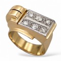 Inel Tank de perioadă Art Deco din aur 18k și diamante naturale montate în platină | cca. 1940 