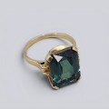 Inel cocktail în manieră Art Deco din aur 14K și spinel verde Verneuil | cca. 1950 - 1960
