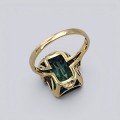 Inel cocktail în manieră Art Deco din aur 14K și spinel verde Verneuil | cca. 1950 - 1960