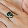 Inel cocktail în manieră Art Deco din aur 14K și spinel verde Verneuil | cca. 1950 - 1960