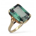 Inel cocktail în manieră Art Deco din aur 14K și spinel verde Verneuil | cca. 1950 - 1960