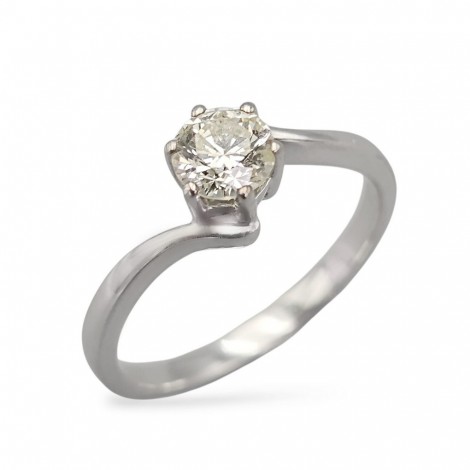 Inel solitar din aur alb 18K cu diamant natural  0.50 ct | Olanda