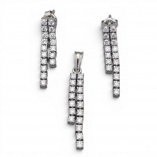 Rafinat set de bijuterii din aur alb 18k decorat cu diamante naturale 1.70 ct | preloved anii 2000