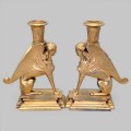 Sfeșnice Egyptian Revival în manieră Art Deco din spelter patinat |  Franța cca. 1950