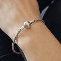 Brățară fixă PANDORA din argint cu lanț mesh tip popcorn | colecția Pandora Moments - preloved