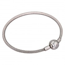 Brățară fixă PANDORA din argint cu lanț mesh tip popcorn | colecția Pandora Moments - preloved