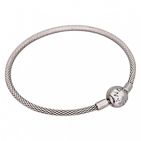 Brățară fixă PANDORA din argint cu lanț mesh tip popcorn | colecția Pandora Moments - preloved