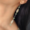 Cercei statement din argint texturat decorați cu aventurin și ametist natural | preloved