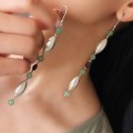 Cercei statement din argint texturat decorați cu aventurin și ametist natural | preloved