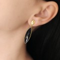 Eleganți cercei din argint aurit cu onix natural | bijuterie nouă