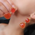 Eleganți cercei statement din argint placat cu aur galben cu anturaje de carneol portocaliu natural
