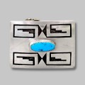 Cataramă amerindiană Navajo manufacturată în argint sterling cu turcoaz natural Royston | Statele Unite cca. 1970 