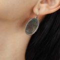Cercei statement manufacturați în argint cu sidef natural iridescent | preloved