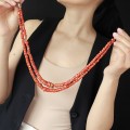 Colier statement din coral natural mediteranean, dublu șir, cu închidere din argint aurit | montură de atelier BAM – Arezzo 