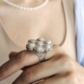 Remarcabil inel statement Studio Jewelry manufacturat în argint masiv cu perle naturale de cultură | preloved