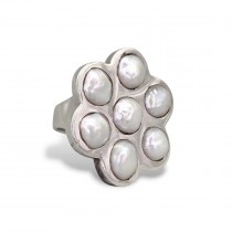 Remarcabil inel statement Studio Jewelry manufacturat în argint masiv cu perle naturale de cultură | preloved