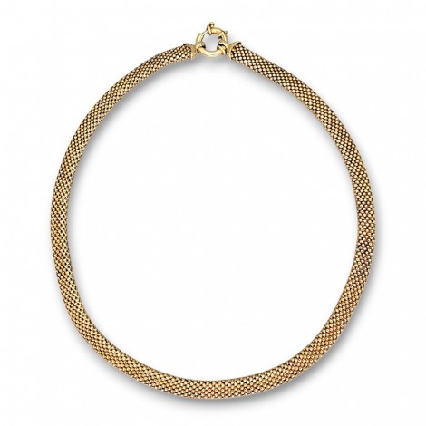 Elegant colier statement 'popcorn' mesh din argint aurit | new old stock - Italia