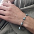 Brățară manufacturată în argint cu larimar dominican natural | preloved cca. 1990