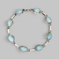 Brățară manufacturată în argint cu larimar dominican natural | preloved cca. 1990