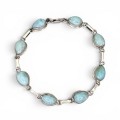 Brățară manufacturată în argint cu larimar dominican natural | preloved cca. 1990
