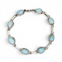 Brățară manufacturată în argint cu larimar dominican natural | preloved cca. 1990