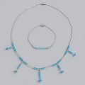 Rafinat set de bijuterii Navajo Liquid Silver manufacturat în argint cu turcoaze naturale | Statele Unite cca. 1970 - 1980