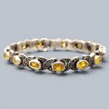 Brățară vintage în manieră Art Deco din argint decorată cu citrine și incrustații de marcasite | cca. 1960 - 1970