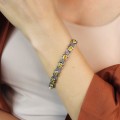 Brățară vintage în manieră Art Deco din argint decorată cu citrine și incrustații de marcasite | cca. 1960 - 1970