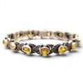 Brățară vintage în manieră Art Deco din argint decorată cu citrine și incrustații de marcasite | cca. 1960 - 1970