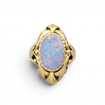 Impresionant inel victorian manufacturat în aur 14K decorat cu opal natural |  Marea Britanie  cca. 1890 - 1910
