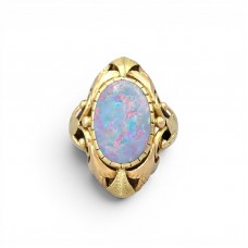 Impresionant inel victorian manufacturat în aur 14K decorat cu opal natural |  Marea Britanie  cca. 1890 - 1910