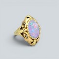 Impresionant inel victorian manufacturat în aur 14K decorat cu opal natural |  Marea Britanie  cca. 1890 - 1910