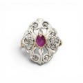  Rafinat inel Belle Epoque manufacturat în aur de 18K și argint, decorat cu rubin natural și diamante naturale | cca. 1890 - 1915