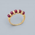  Inedit inel de designer Gianni Carità, manufacturat în aur galben 18K, decorat cu rubine naturale cabochon și diamante naturale | atelier Gianni Carità  Napoli | cca. 1990 - 2000