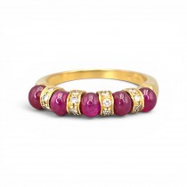  Inedit inel de designer Gianni Carità, manufacturat în aur galben 18K, decorat cu rubine naturale cabochon și diamante naturale | atelier Gianni Carità  Napoli | cca. 1990 - 2000