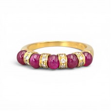  Inedit inel de designer Gianni Carità, manufacturat în aur galben 18K, decorat cu rubine naturale cabochon și diamante naturale | atelier Gianni Carità  Napoli | cca. 1990 - 2000