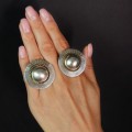 Impresionanți cercei clip-on statement mexicani manufacturați în argint | preloved 90's