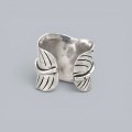Inel statement mexican manufacturat în argint, decorat cu două caboșoane de opal natural în montură triplet | atelier Taxco | cca. 1990 - 2000