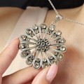 Colier din argint torsadat, accesorizat cu o impresionantă amuletă Mandala manufacturată în argint cu cuarț fumuriu natural | India