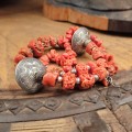 Vechi colier etnic yemenit manufacturat în argint și coral natural | cca. 1930 - 1950