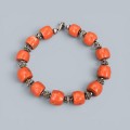  Veche brățară etnică yemenită, manufacturată în argint și coral natural | Sana'a - Al Mahwit | cca. 1930 - 1955