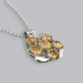 Colier sautoir din argint accesorizat cu pandant statement decorat cu șase citrine naturale | India - preloved