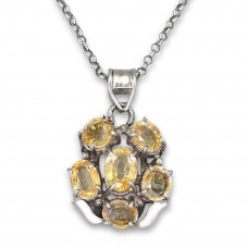 Colier sautoir din argint accesorizat cu pandant statement decorat cu șase citrine naturale | India - preloved