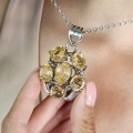Colier sautoir din argint accesorizat cu pandant statement decorat cu șase citrine naturale | India - preloved