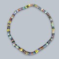 Spectaculos colier etnic african, manufacturat din autentice elemente Venetian Trade Beads din sticlă policromă| Origine: Veneția (Murano) | Proveniență: Ghana - triburile Krobo | cca. 1920