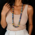 Spectaculos colier etnic african, manufacturat din autentice elemente Venetian Trade Beads din sticlă policromă| Origine: Veneția (Murano) | Proveniență: Ghana - triburile Krobo | cca. 1920