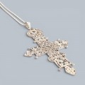 Colier din argint accesorizat cu o veche Cruce Coptă pectorală, manufacturată în argint filigranat și granulat | Etiopia / Eritreea - prima jumătate a sec. XX