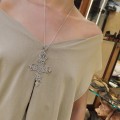 Colier din argint accesorizat cu o veche Cruce Coptă pectorală, manufacturată în argint filigranat și granulat | Etiopia / Eritreea - prima jumătate a sec. XX